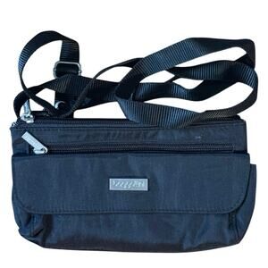 Baggallini Plaza Mini Crossbody Bag Black Nylon Multi-Compartment Travel Purse